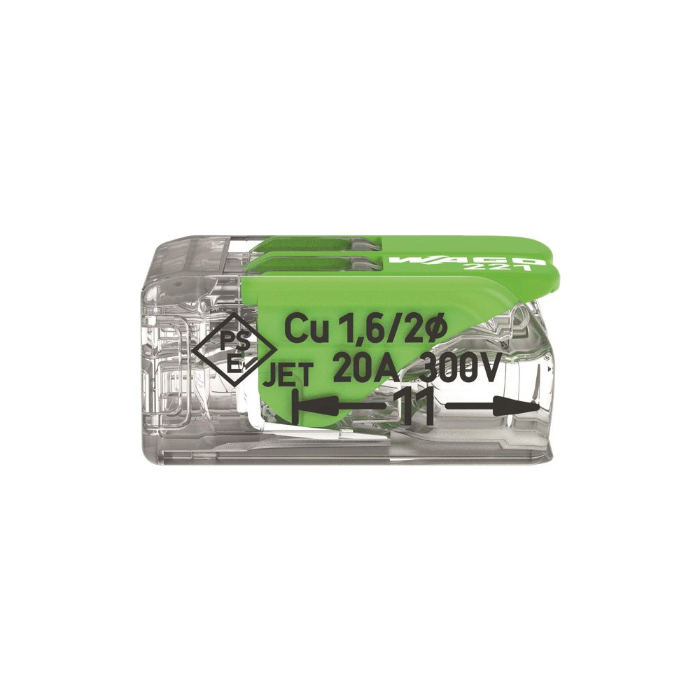 Wago Verbindungsklemme 221 221-422, 2-Leiter 4mm2, Polycarbonat, Transparent/Grün... WAGO-221-422 4066966345384 (Abb. 5)