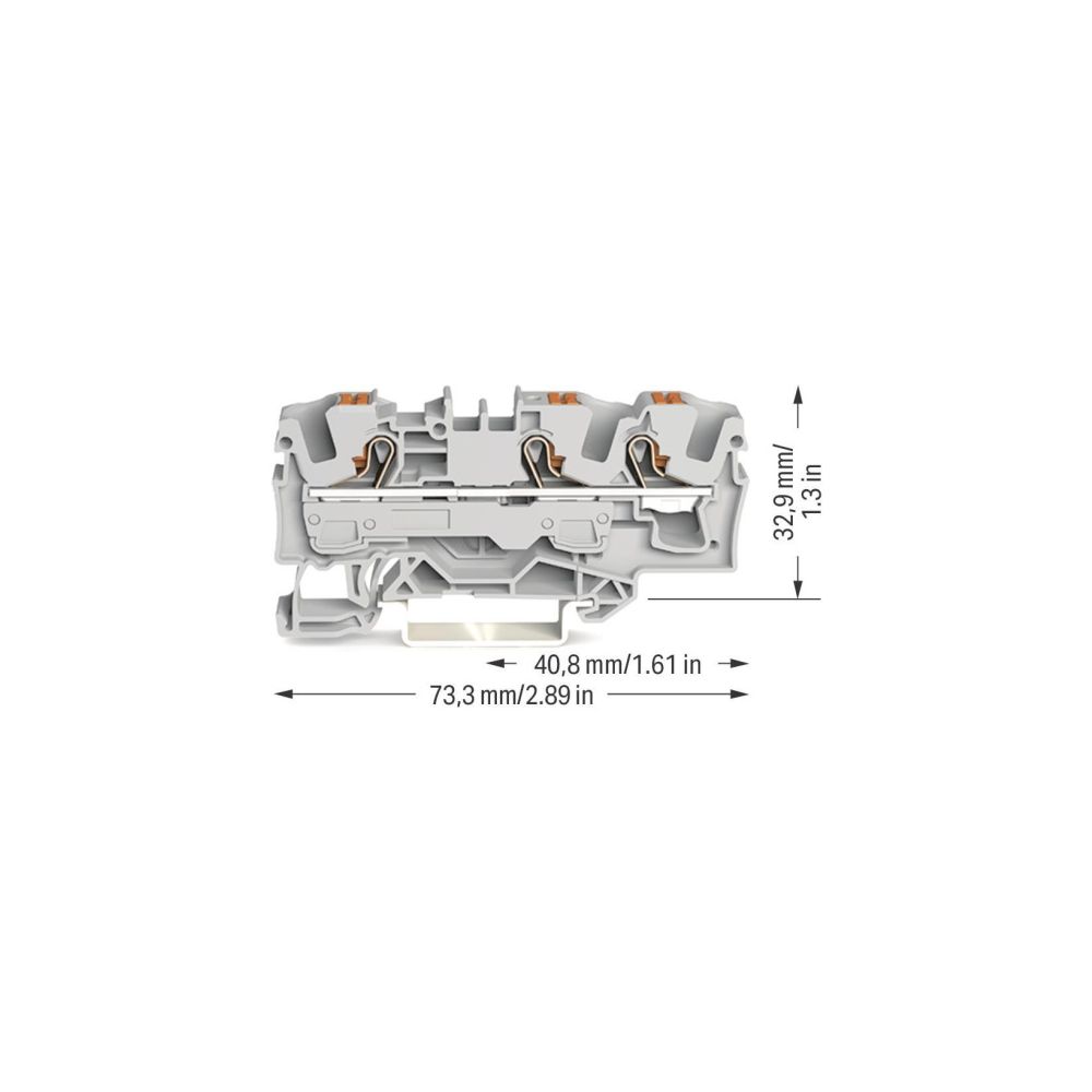 Wago 3-Leiter-Durchgangsklemme 2206 2206-1301, 6mm2 800V 41A, Polyamid, grau... WAGO-2206-1301 4055143712088 (Abb. 6)