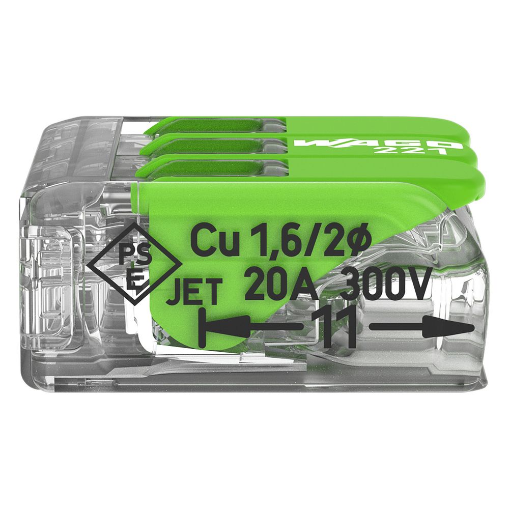 Wago Verbindungsklemme 221 221-423, 0,2-4mm2, Transparent/Grün... WAGO-221-423 4066966345438 (Abb. 12)