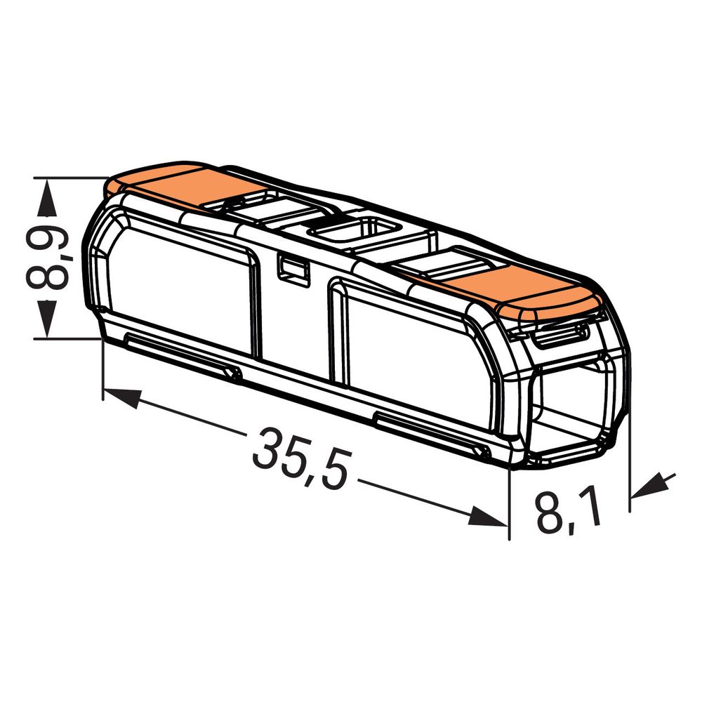 Wago Durchgangsverbinder 221 221-2401, 0,2-4mm2, 450V, 32A, Transparent/Orange... WAGO-221-2401 4066966120271 (Abb. 18)