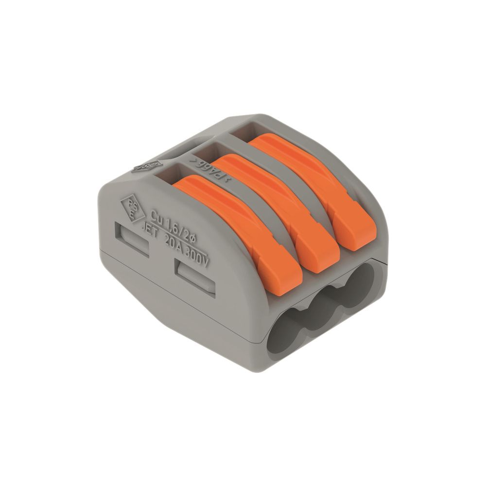 Wago Verbindungsklemme 222 222-413, 3-Leiter, 0,08-4mm2, 400V, 32A, Grau... WAGO-222-413 4017332955676 (Abb. 3)