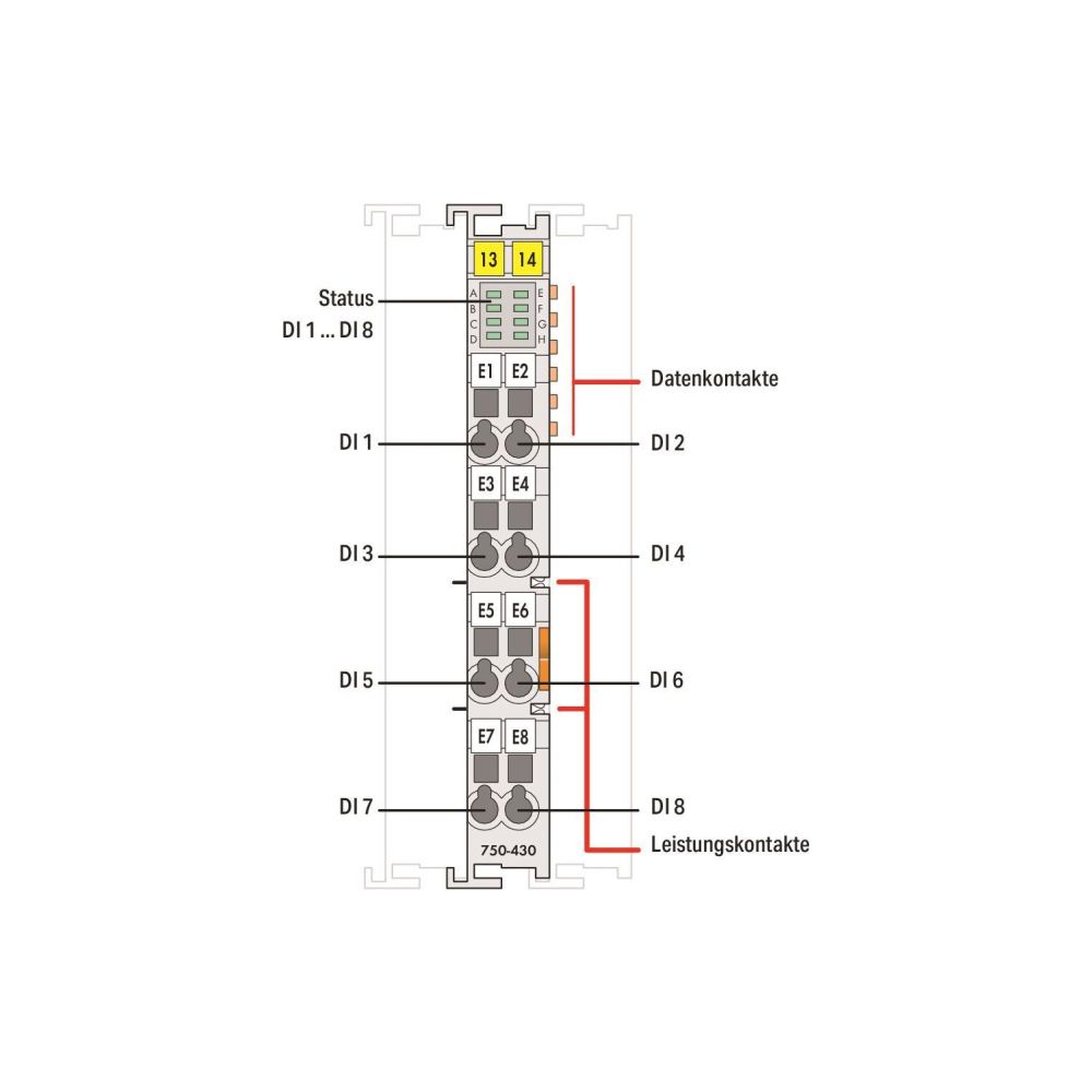 Wago Digitaleingangsmodul 750-430, 8 Kanäle, 24V DC, 3ms, 100x12x67,8mm, Polycarbonat/Pol... WAGO-750-430 4045454392802 (Abb. 4)