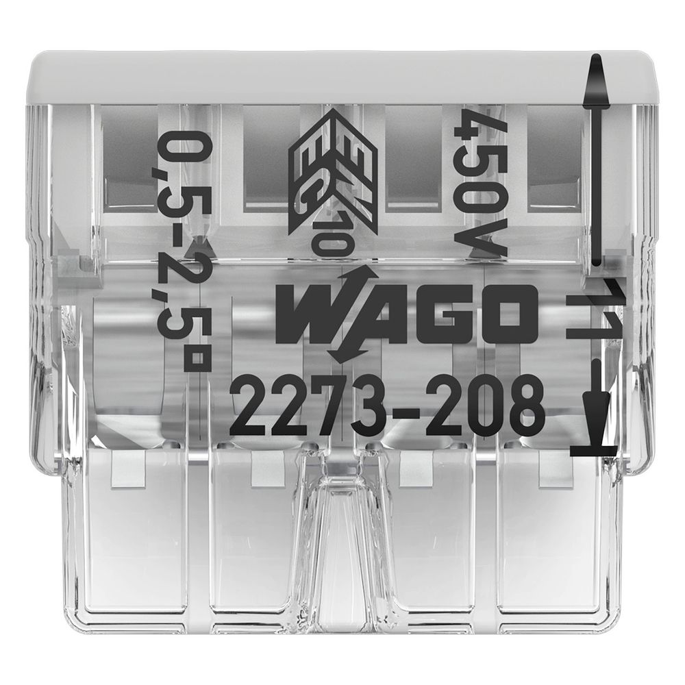 Wago Verbindungsdosenklemme 2273-208, 8-Leiter 0,5-2,5mm2, 450V 24A, Transparent/Grau... WAGO-2273-208 4050821027881 (Abb. 14)