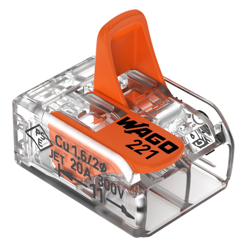 Wago Verbindungsklemme 221 221-412, 0,14-4mm2, 2-Leiter, Transparent/Orange... WAGO-221-412 4050821808435 (Abb. 25)