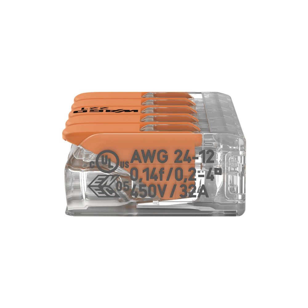 Wago COMPACT-Verbindungsklemme 221 221-415, 0,14-4mm2, Polycarbonat, Transparent/Orange,... WAGO-221-415 4055143234658 (Abb. 12)