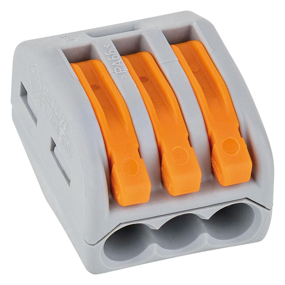 Wago Verbindungsklemme 222 222-413, 3-Leiter, 0,08-4mm2, 400V, 32A, Grau... WAGO-222-413 4017332955676 (Abb. 2)