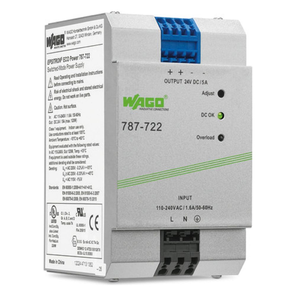 Wago Stromversorgung Eco 787-722, 120W 24V 5A, Federzuganschluss, Metallgehäuse... WAGO-787-722 4045454908188 (Abb. 2)