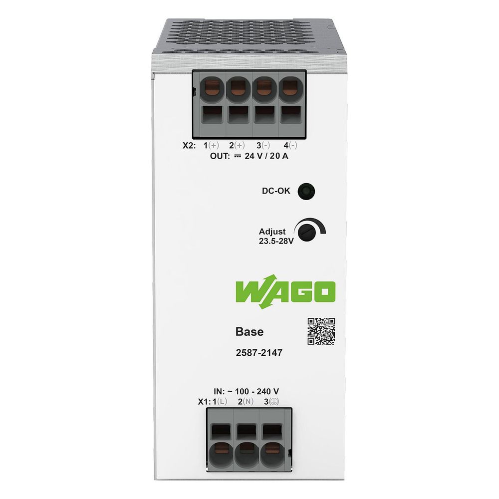 Wago Primär getaktete Stromversorgung Base 24V 20A, 480W, 56x125x138mm, IP20... WAGO-2587-2147 4066966626698 (Abb. 2)
