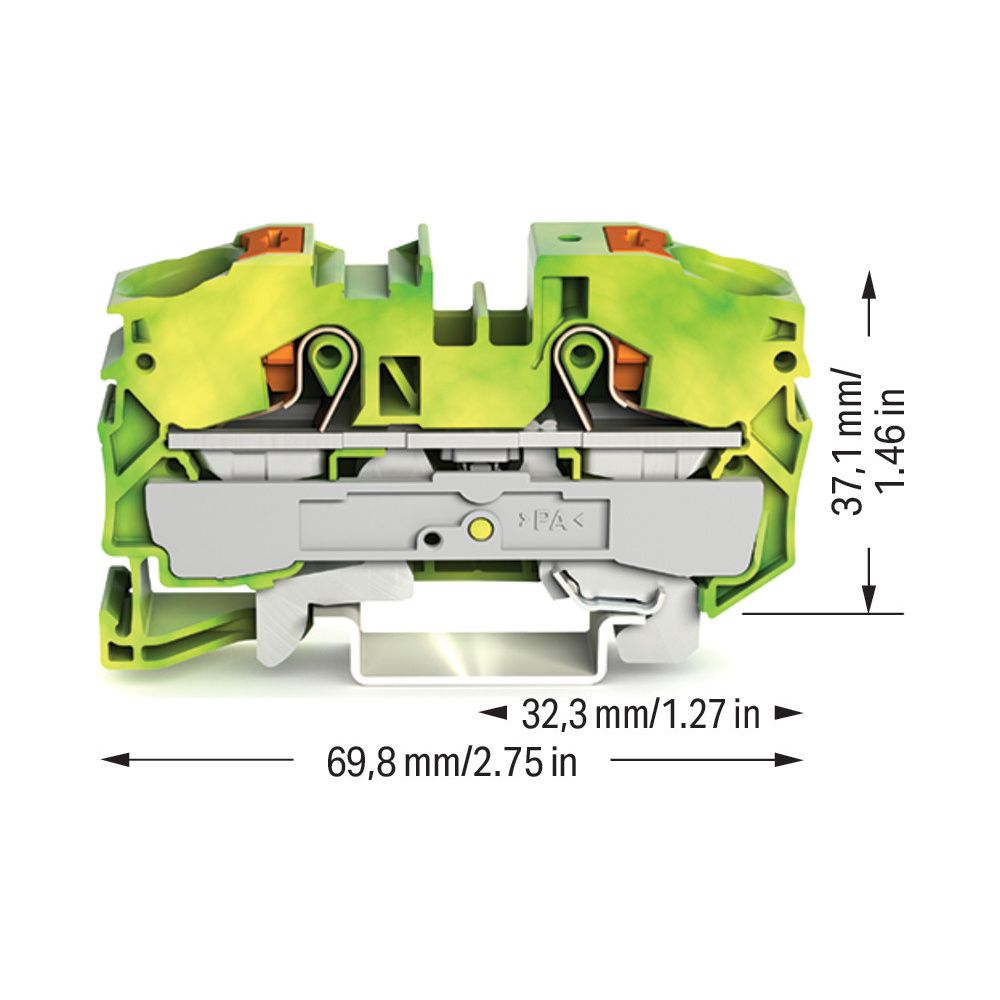 Wago 2-Leiter-Schutzleiterklemme TOPJOB S 2216-1207, 16mm2, 69,8x12x37,1mm, Polyamid, G... WAGO-2216-1207 4055143732765 (Abb. 8)