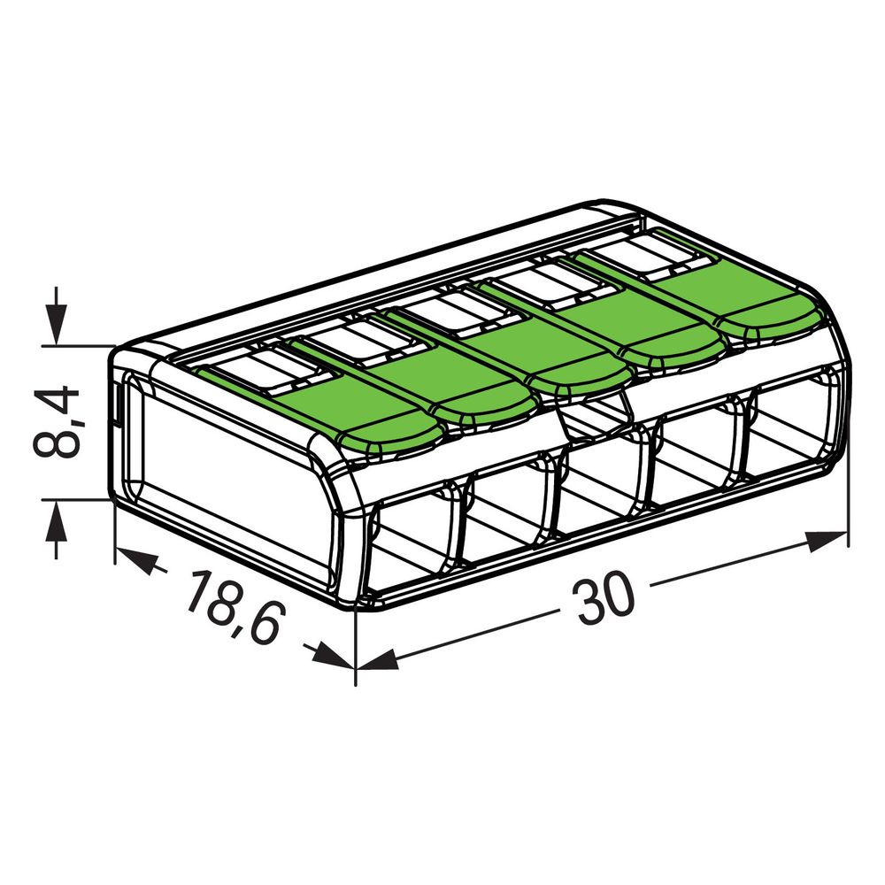 Wago Verbindungsklemme 221 5-Leiter, 0,2-4mm2, Polycarbonat, Transparent, 221-425... WAGO-221-425 4066966345285 (Abb. 14)