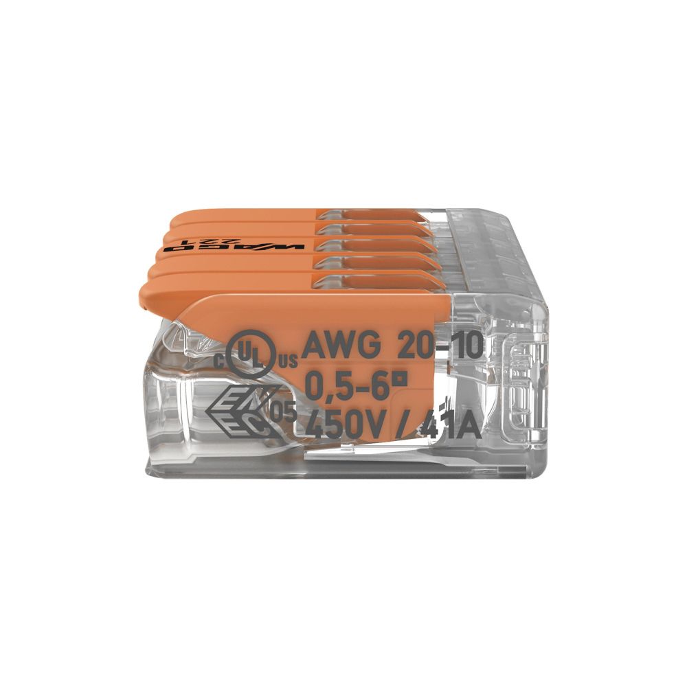 Wago Verbindungsklemme 221-615 COMPACT 5-Leiter, 0,5-6mm2, Polycarbonat, Transparent/Oran... WAGO-221-615 4055143715478 (Abb. 6)