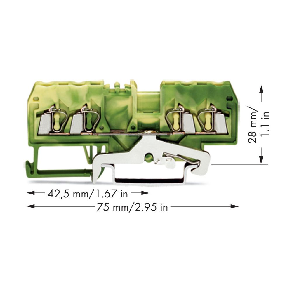 Wago 4-Leiter-Schutzleiterklemme 280 280-837, 2,5mm2, 5x75x28mm, Federzuganschluss, Grün/... WAGO-280-837 4045454100155 (Abb. 8)