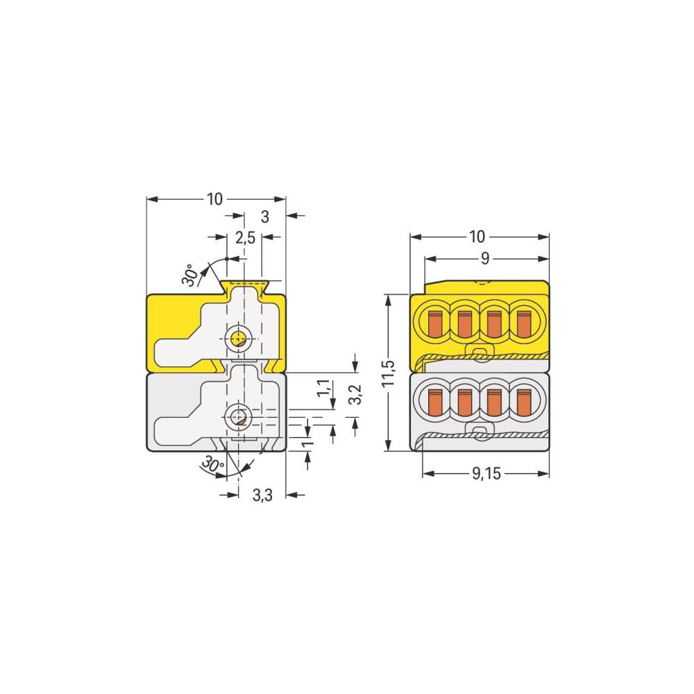 Wago 4-Leiter-Buchsenklemme 243 243-212, 0,6-0,8mm, Polyamid, Lichtgrau/Gelb... WAGO-243-212 4044918441407 (Abb. 11)