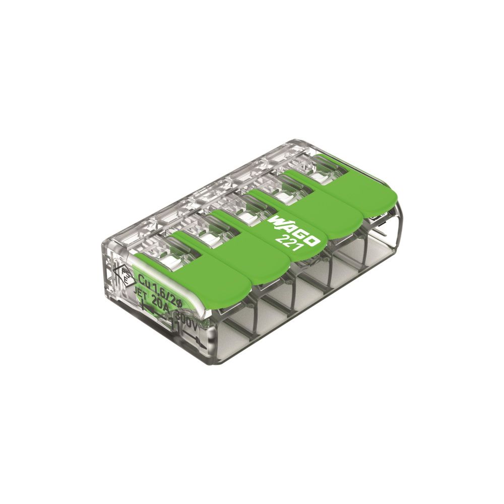 Wago Verbindungsklemme 221 5-Leiter, 0,2-4mm2, Polycarbonat, Transparent, 221-425... WAGO-221-425 4066966345285 (Abb. 3)
