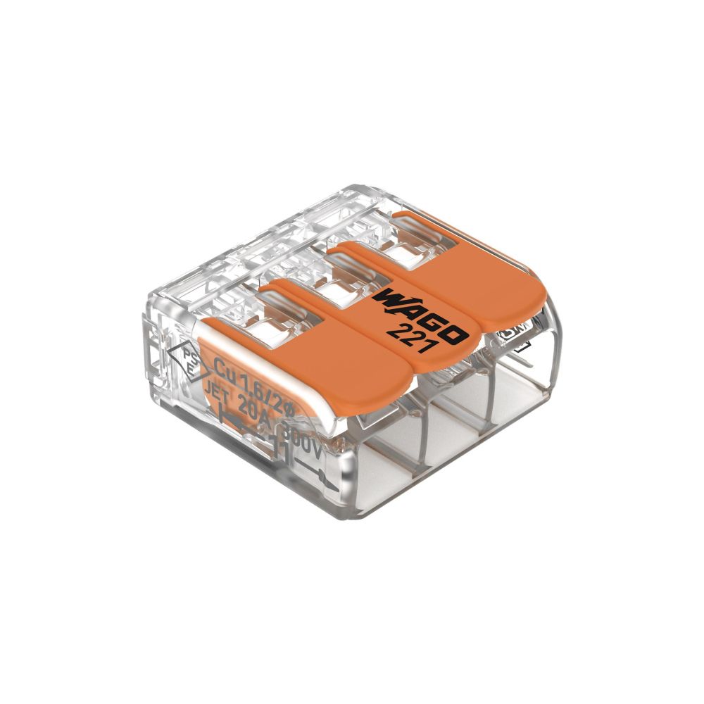 Wago Verbindungsklemme 221-413 COMPACT, 0,14-4mm2, Polycarbonat, Transparent/Orange... WAGO-221-413 4050821808442 (Abb. 9)