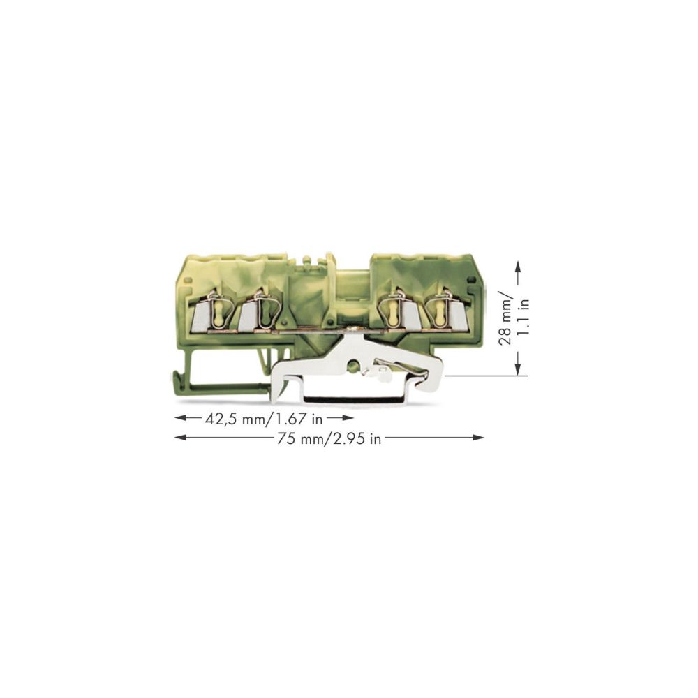 Wago 4-Leiter-Schutzleiterklemme 280 280-837, 2,5mm2, 5x75x28mm, Federzuganschluss, Grün/... WAGO-280-837 4045454100155 (Abb. 4)