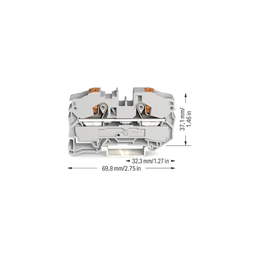 Wago 2-Leiter-Durchgangsklemme 2216-1201, 16mm2, 800V, 76A, 12x69,8x37,1mm, Polyamid, G... WAGO-2216-1201 4055143732727 (Abb. 4)