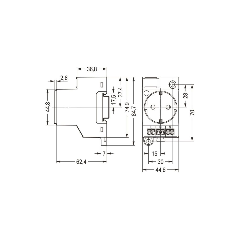 Wago Schaltschrank-Steckdose 709-581, 250V 16A, Polyamid, Lichtgrau... WAGO-709-581 4055143721295 (Abb. 10)