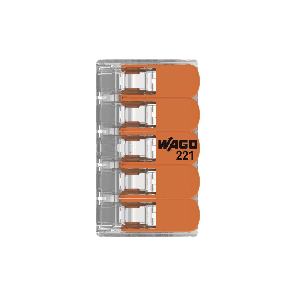 Wago Verbindungsklemme 221-615 COMPACT 5-Leiter, 0,5-6mm2, Polycarbonat, Transparent/Oran... WAGO-221-615 4055143715478 (Abb. 7)