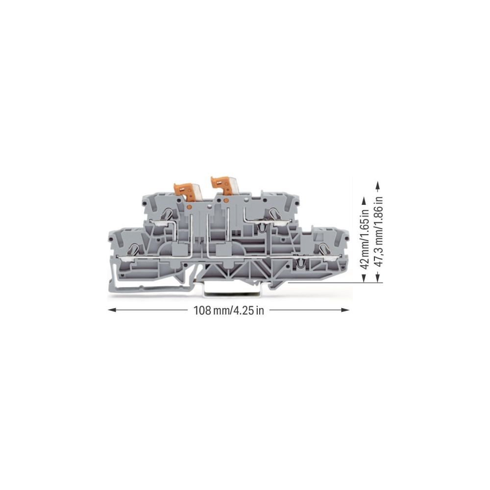 Wago Doppelstock-Doppeltrennklemme 2002-2951, 400V 16A, 0,25-4mm2, 5,2x108x42mm, Grau... WAGO-2002-2951 4055143875196 (Abb. 3)