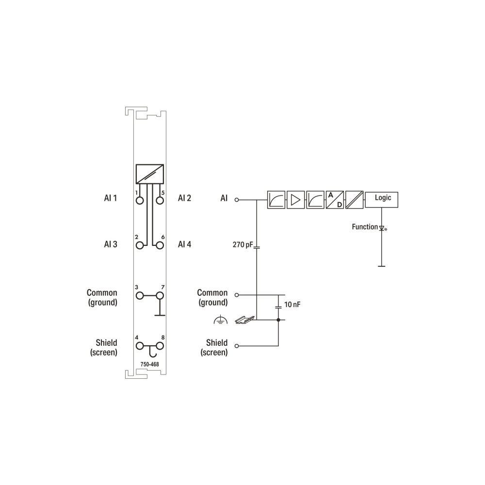 Wago Analogeingangsmodul 750-468, 4-Kanal DC 0-10V, Polycarbonat/Polyamid 6.6, lichtgrau,... WAGO-750-468 4045454393045 (Abb. 5)