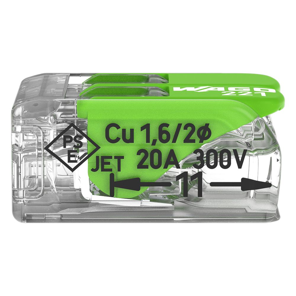 Wago Verbindungsklemme 221 221-422, 2-Leiter 4mm2, Polycarbonat, Transparent/Grün... WAGO-221-422 4066966345384 (Abb. 11)