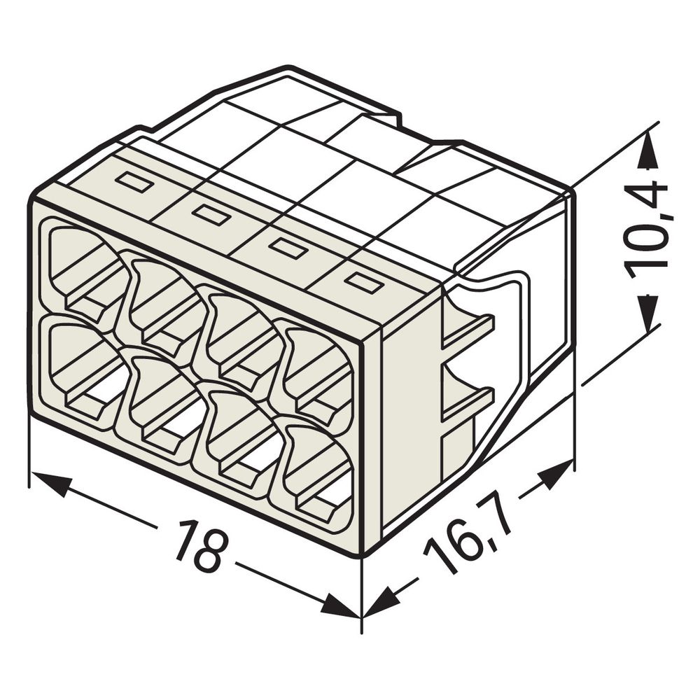 Wago Verbindungsdosenklemme 2273-208, 8-Leiter 0,5-2,5mm2, 450V 24A, Transparent/Grau... WAGO-2273-208 4050821027881 (Abb. 18)