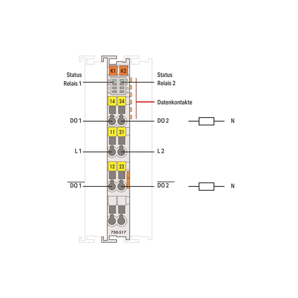 Wago 2-Kanal-Relaisausgang 750 750-517, AC 250 V 1A, Polycarbonat/Polyamid 6.6, lichtgrau... WAGO-750-517 4045454393519 (Abb. 4)