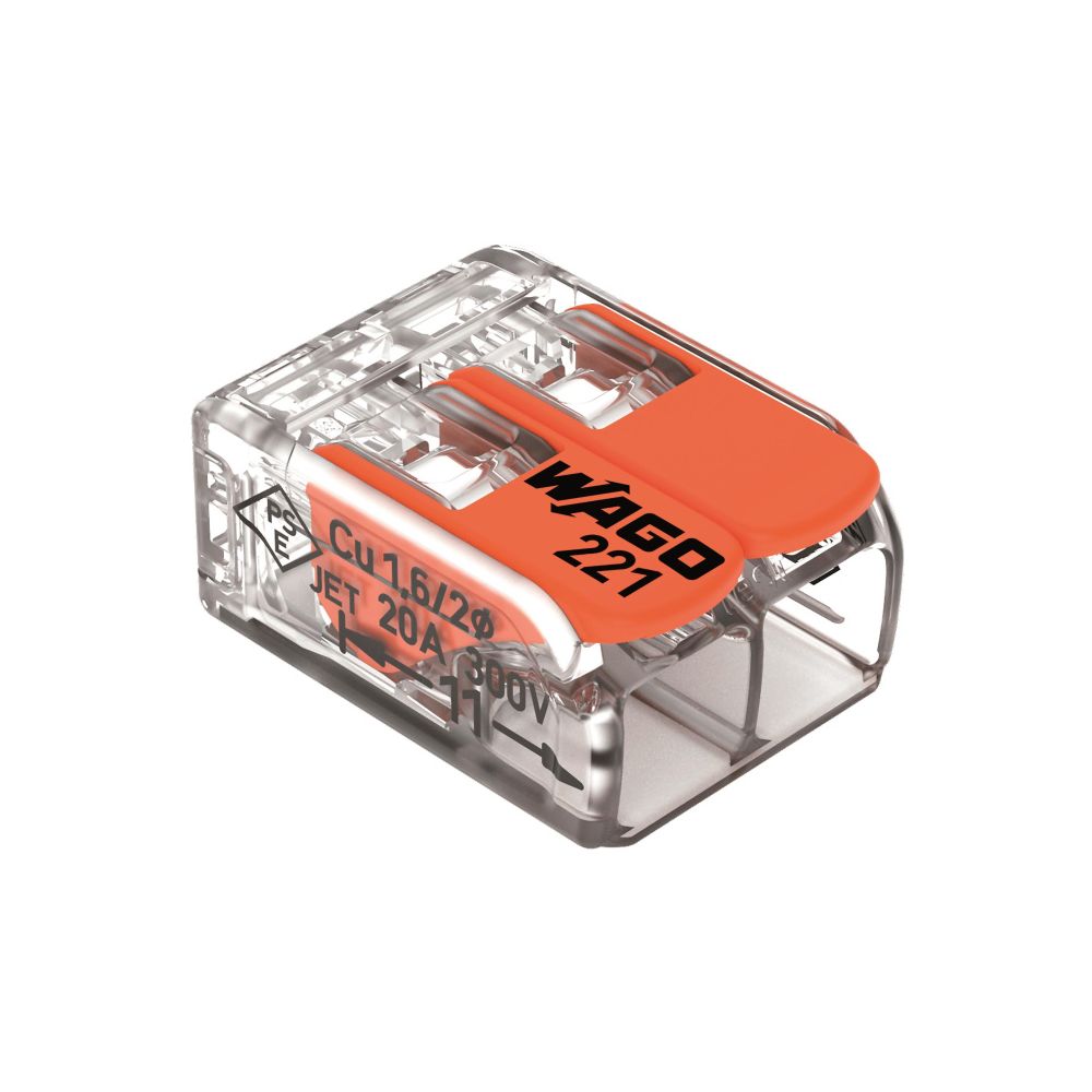 Wago Verbindungsklemme 221 221-412, 0,14-4mm2, 2-Leiter, Transparent/Orange... WAGO-221-412 4050821808435 (Abb. 9)