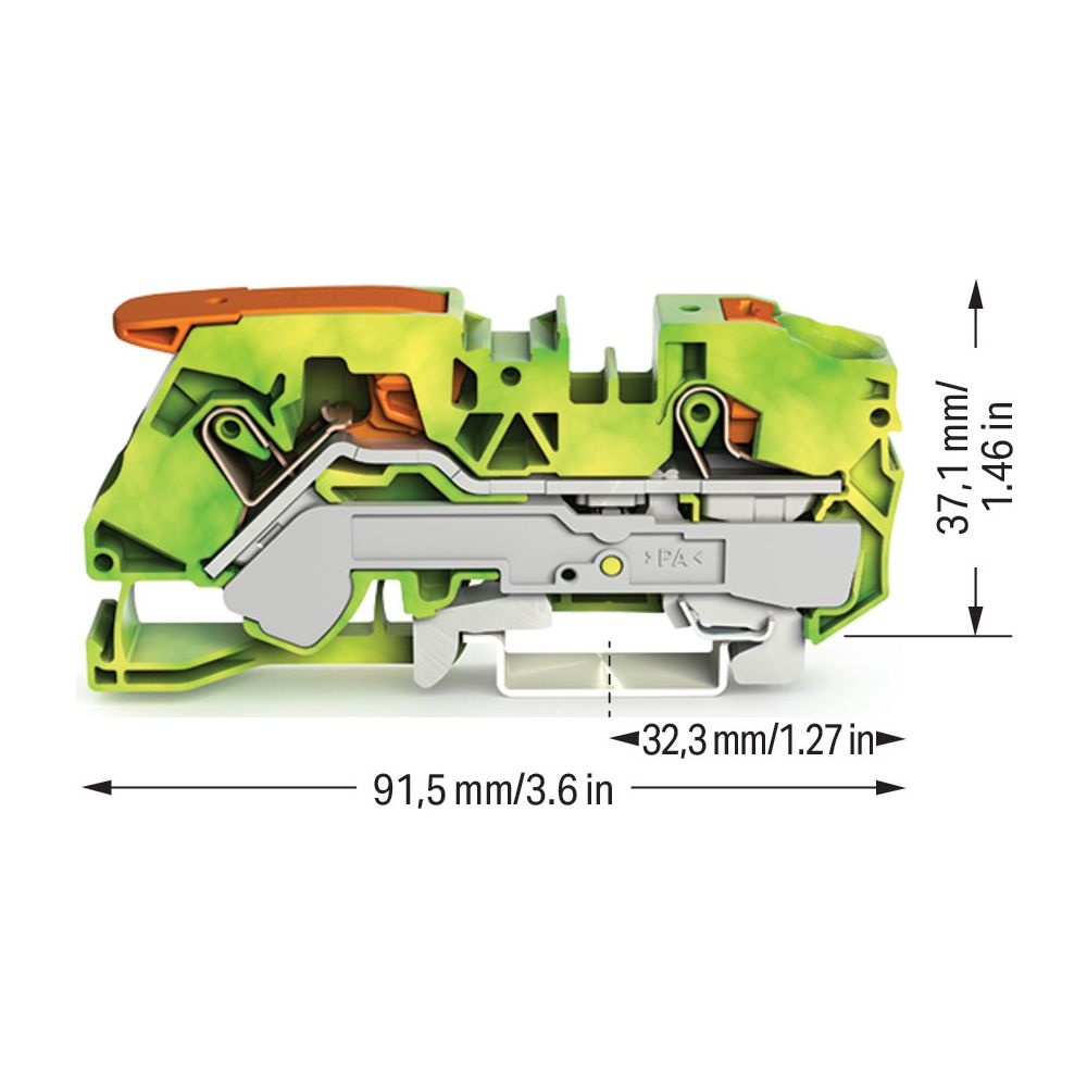 Wago Schutzleiterklemme TOPJOB S 2116-5207, 16mm2, 91,5x12x36,9mm, Polyamid, Grün/Gelb... WAGO-2116-5207 4055143754453 (Abb. 6)