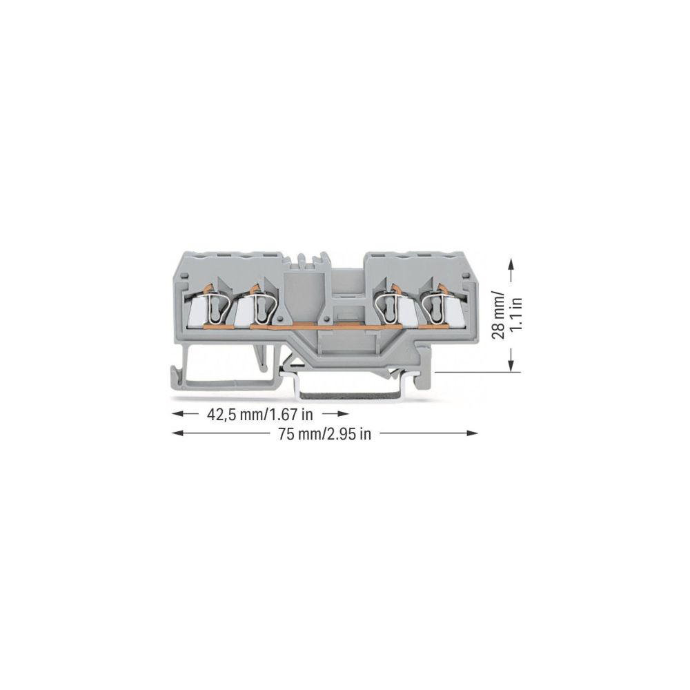 Wago 4-Leiter-Durchgangsklemme 280 280-833, 0,08-2,5 mm2, 800 V, 20 A, Grau... WAGO-280-833 4044918311328 (Abb. 3)