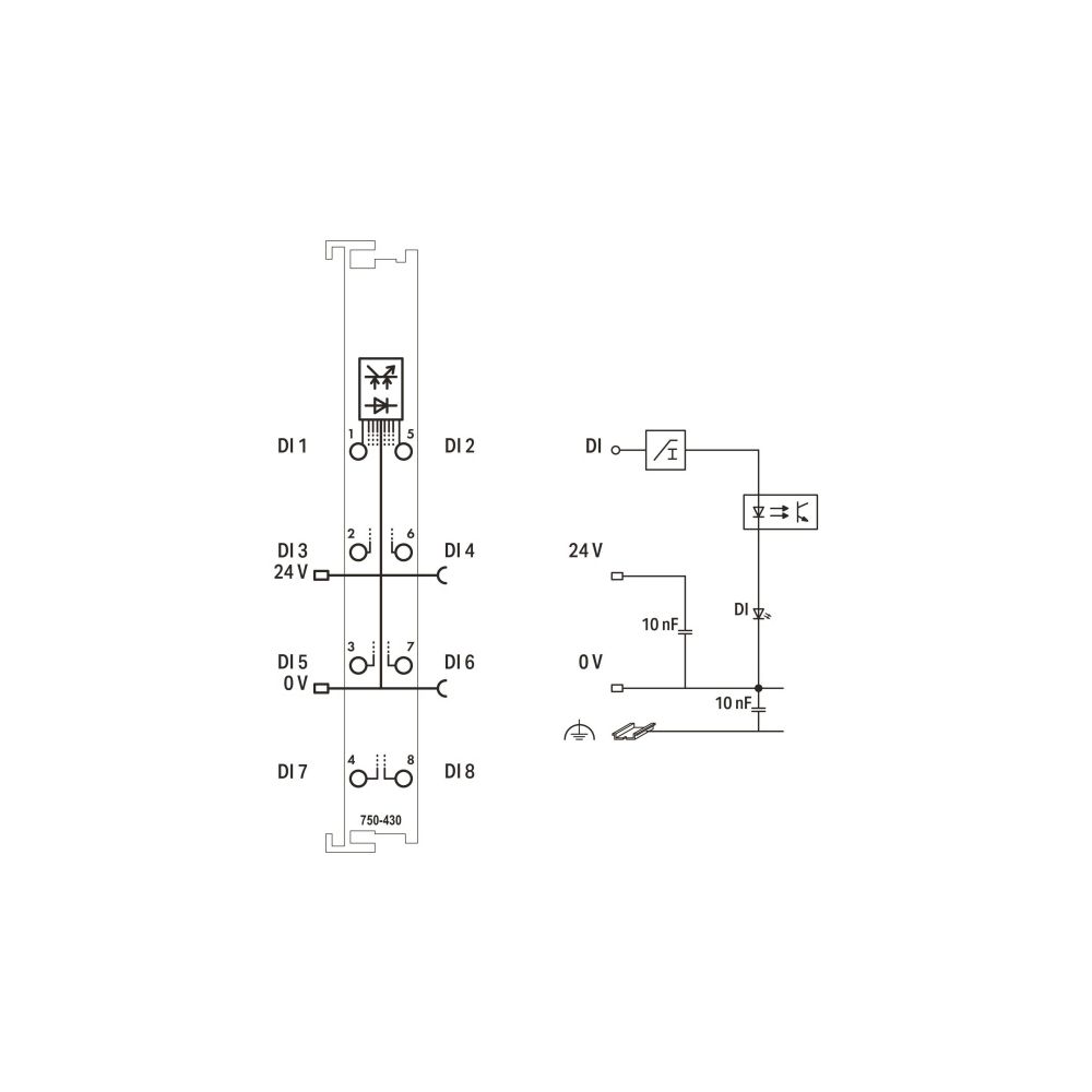 Wago Digitaleingangsmodul 750-430, 8 Kanäle, 24V DC, 3ms, 100x12x67,8mm, Polycarbonat/Pol... WAGO-750-430 4045454392802 (Abb. 5)