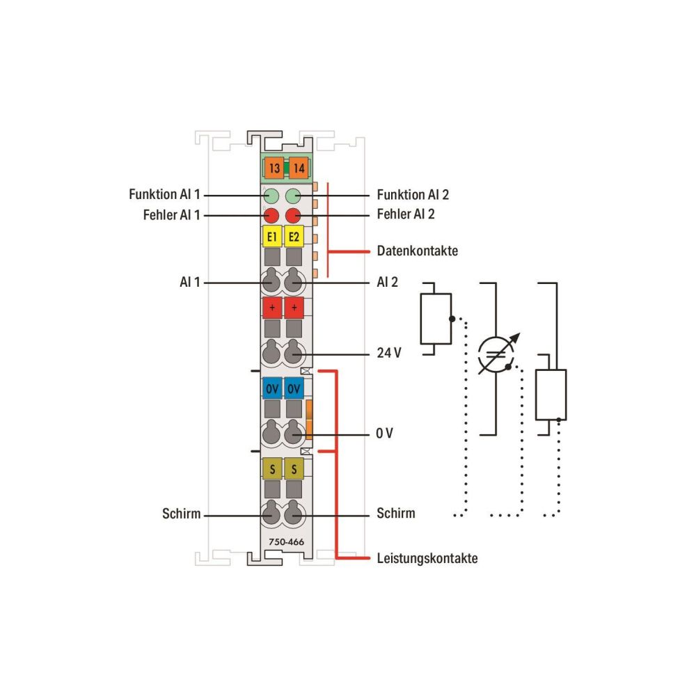 Wago Analogeingangsmodul 750-466, 2-Kanal, 12 Bit, Polycarbonat/Polyamid 6.6, lichtgrau... WAGO-750-466 4045454392949 (Abb. 3)