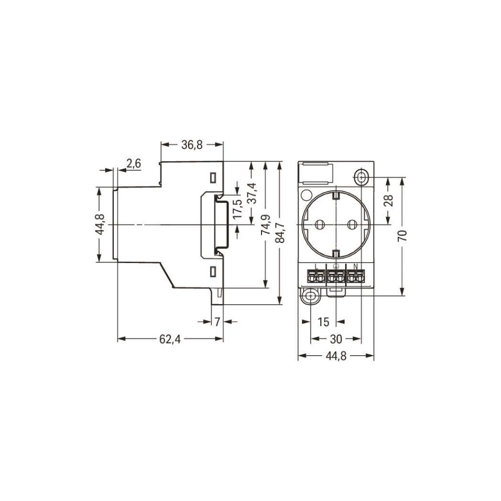 Wago Schaltschrank-Steckdose 709-581, 250V 16A, Polyamid, Lichtgrau... WAGO-709-581 4055143721295 (Abb. 11)