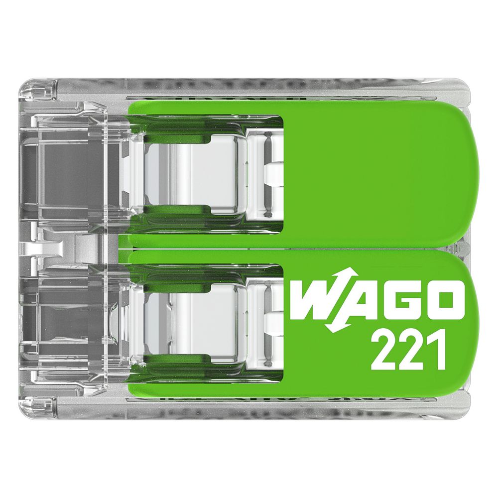 Wago Verbindungsklemme 221 221-422, 2-Leiter 4mm2, Polycarbonat, Transparent/Grün... WAGO-221-422 4066966345384 (Abb. 13)