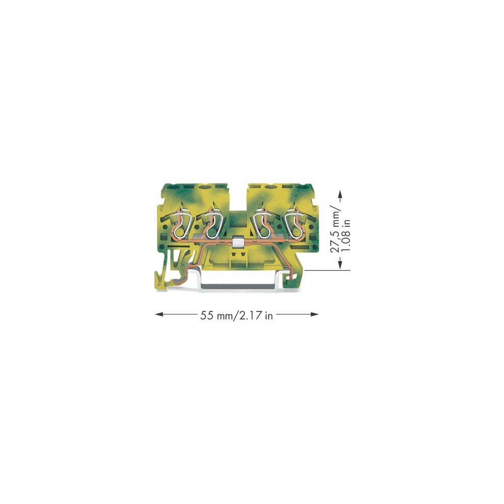 Wago 4-Leiter-Schutzleiterklemme 870-837, 2,5mm2, 55x5x27,5mm, Grün/Gelb... WAGO-870-837 4045454094676 (Abb. 3)