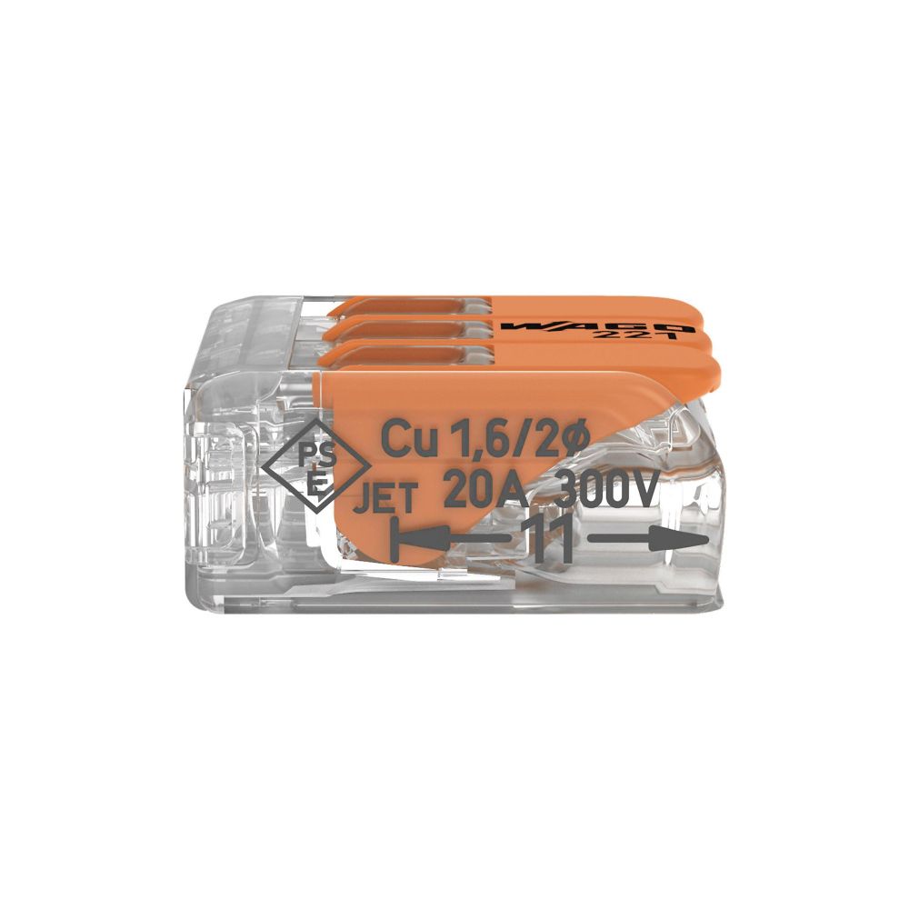 Wago Verbindungsklemme 221-413 COMPACT, 0,14-4mm2, Polycarbonat, Transparent/Orange... WAGO-221-413 4050821808442 (Abb. 11)