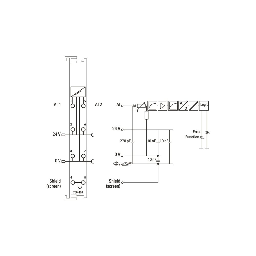 Wago Analogeingangsmodul 750-466, 2-Kanal, 12 Bit, Polycarbonat/Polyamid 6.6, lichtgrau... WAGO-750-466 4045454392949 (Abb. 4)