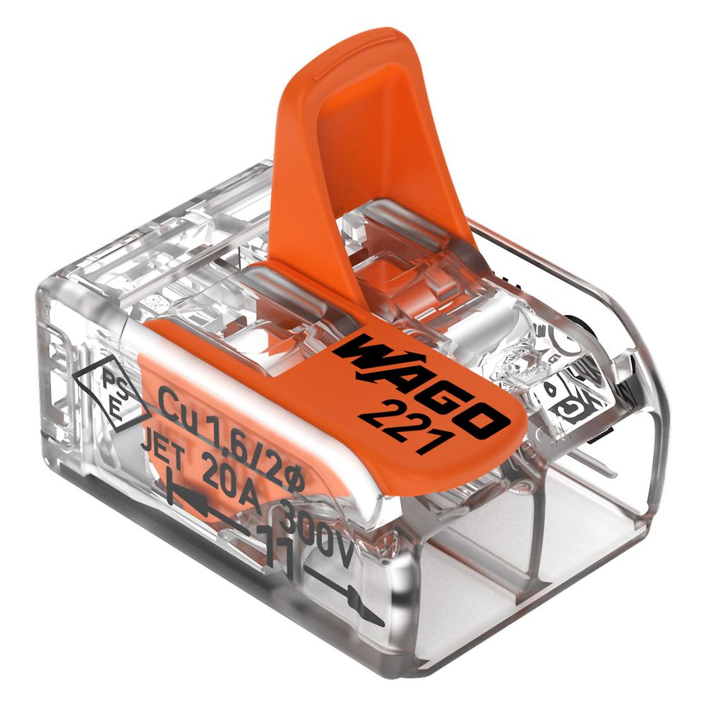 Wago Verbindungsklemme 221 221-412, 0,14-4mm2, 2-Leiter, Transparent/Orange... WAGO-221-412 4050821808435 (Abb. 2)