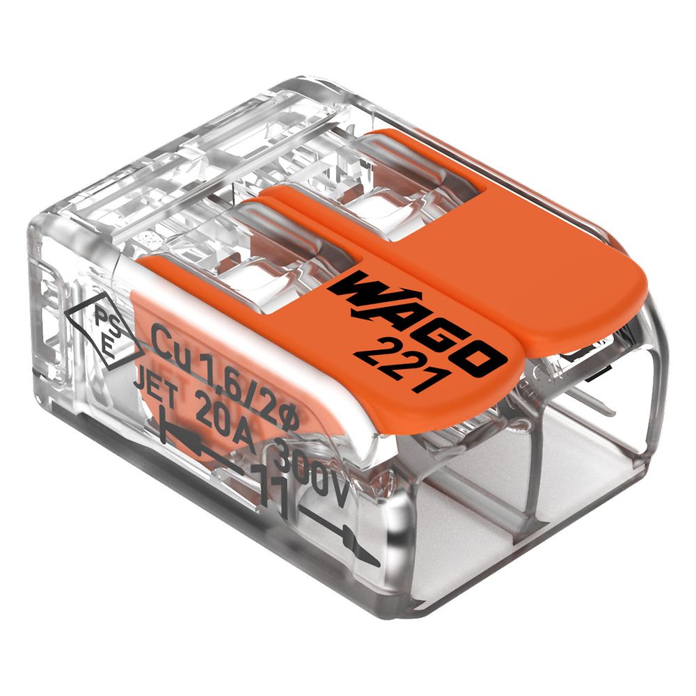 Wago Verbindungsklemme 221 221-412, 0,14-4mm2, 2-Leiter, Transparent/Orange... WAGO-221-412 4050821808435 (Abb. 7)