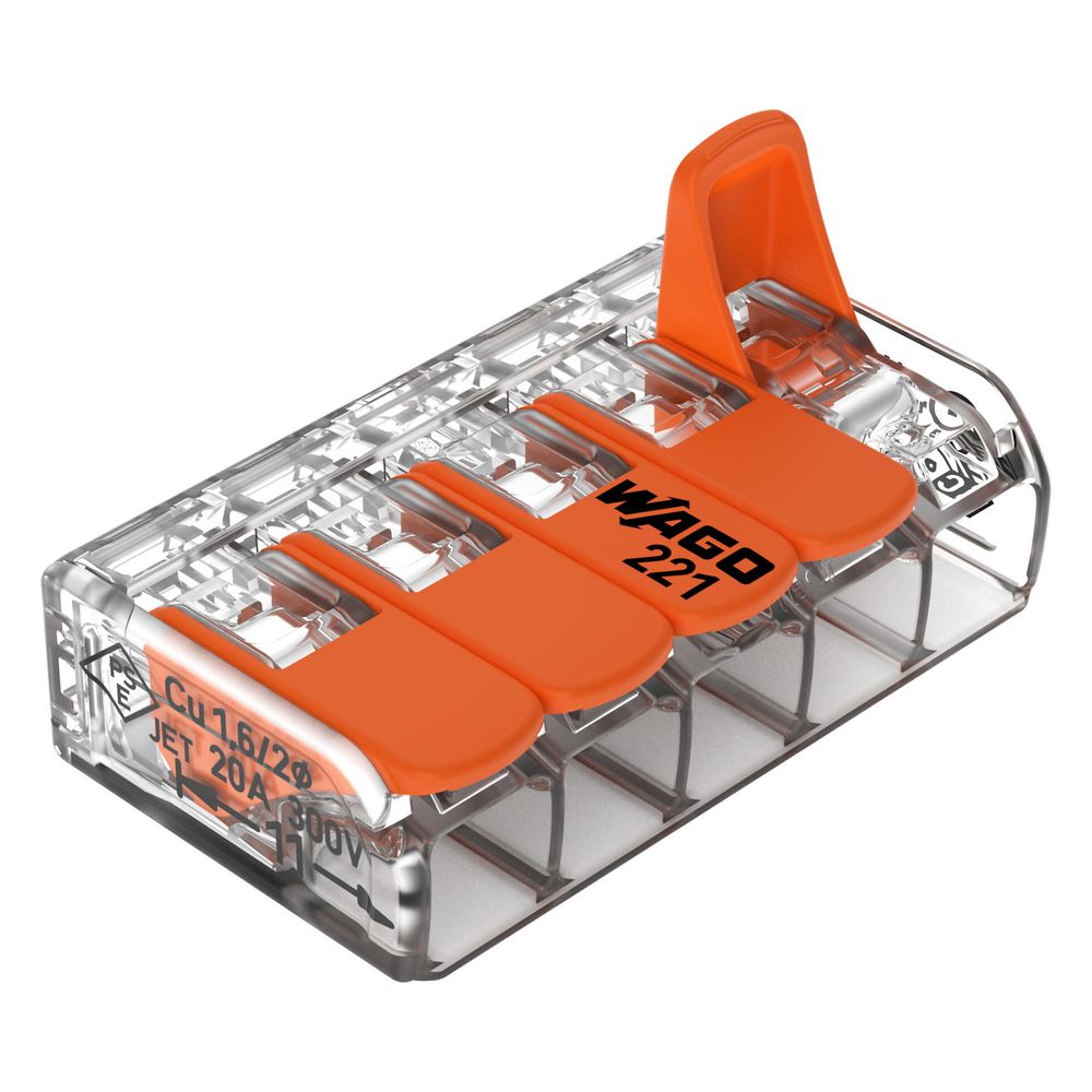 Wago COMPACT-Verbindungsklemme 221 221-415, 0,14-4mm2, Polycarbonat, Transparent/Orange, ... WAGO-221-415 4055143234658 (Abb. 2)