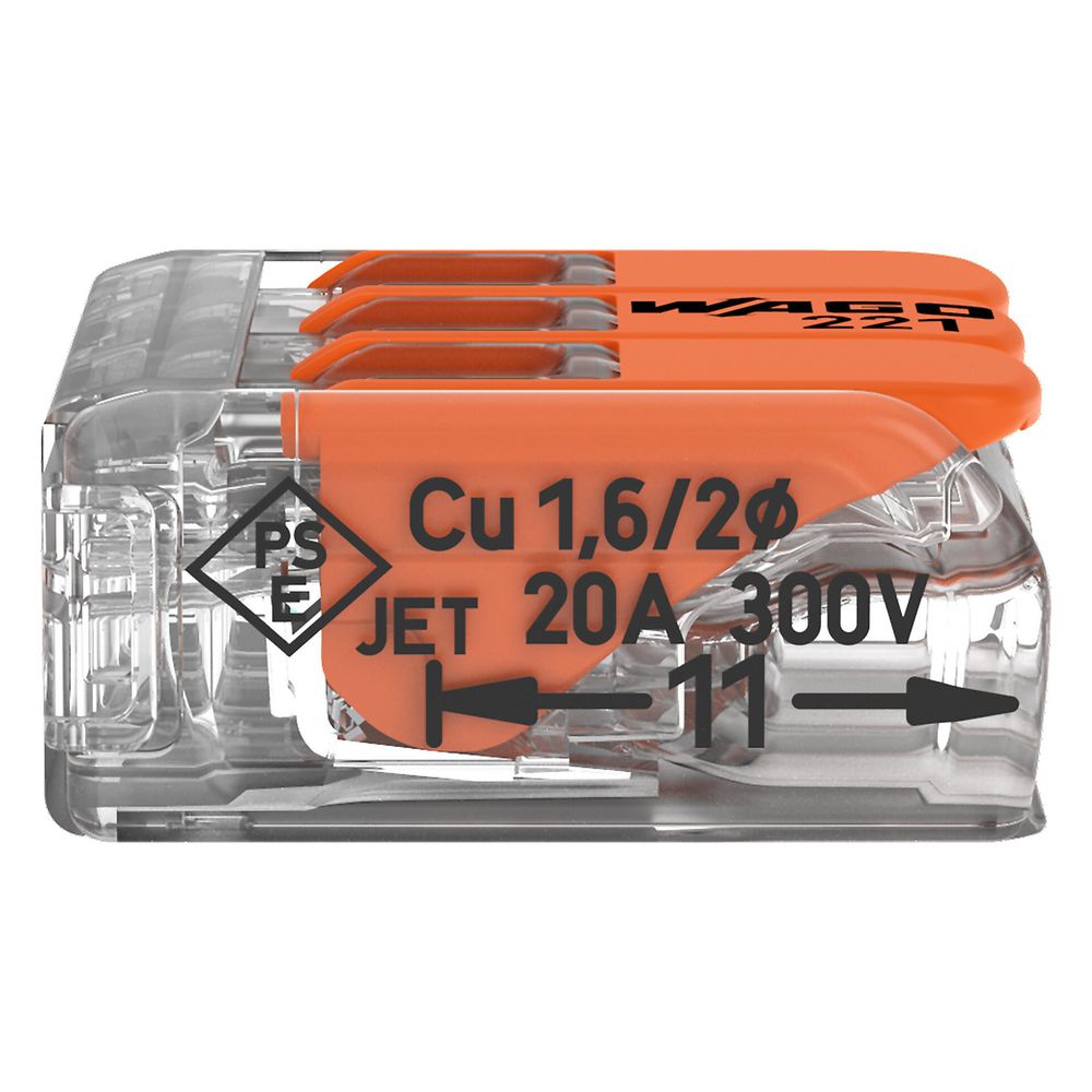 Wago Verbindungsklemme 221-413 COMPACT, 0,14-4mm2, Polycarbonat, Transparent/Orange... WAGO-221-413 4050821808442 (Abb. 4)