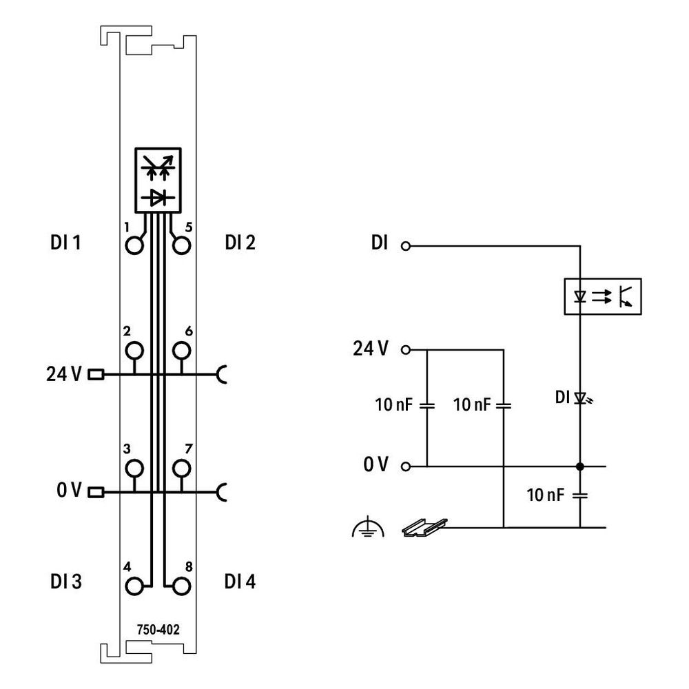Wago Digitaleingangsmodul 750-402, 4-Kanal, DC 24 V, 3ms, Polycarbonat/Polyamid 6.6, lich... WAGO-750-402 4045454392598 (Abb. 2)