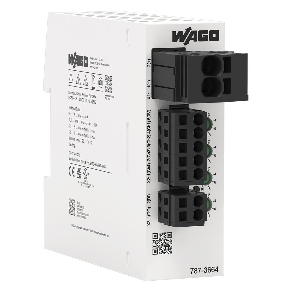 Wago Elektronischer Schutzschalter 787-3664, 4-kanalig 1-10A, 95x32x117,5mm... WAGO-787-3664 4066966493764 (Abb. 6)