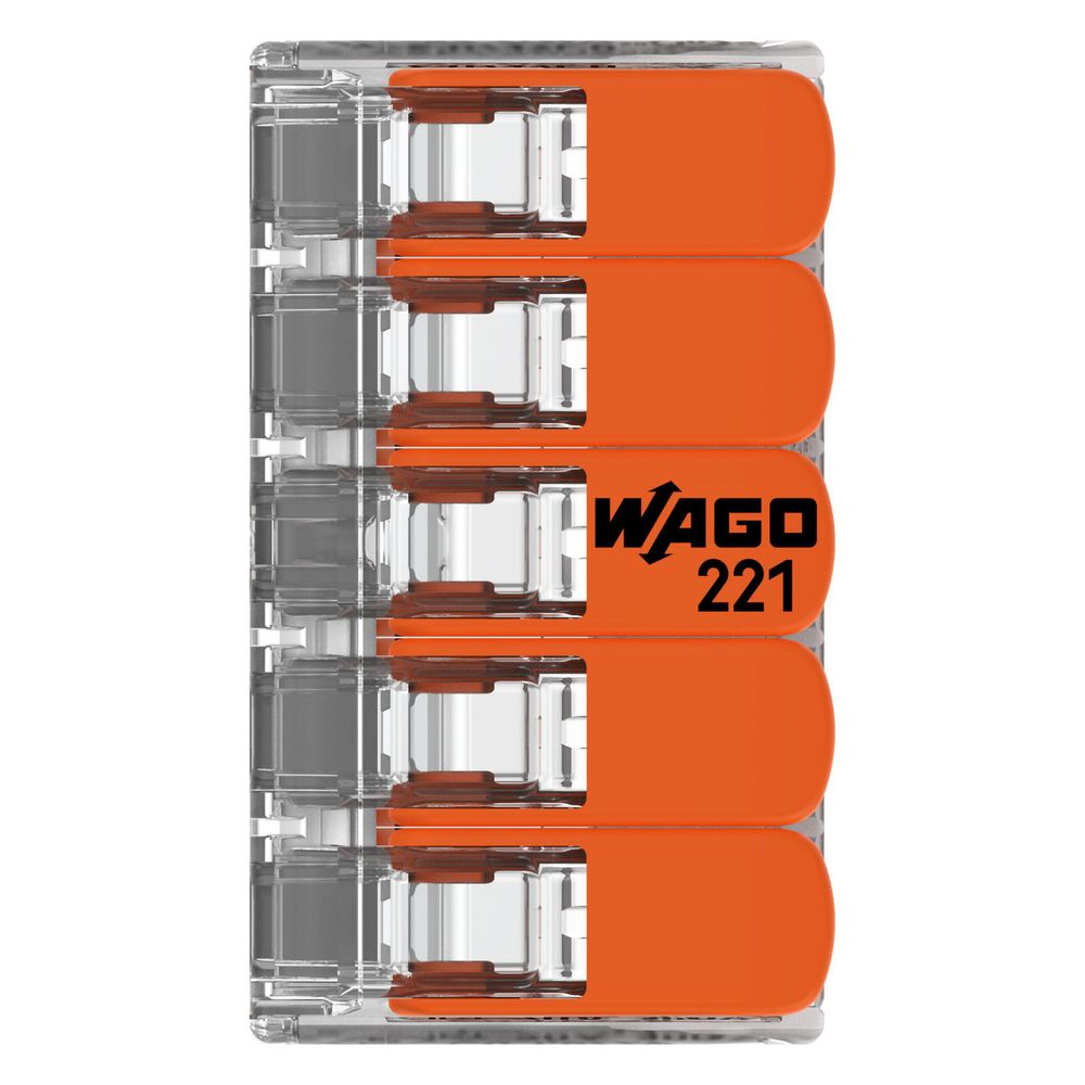 Wago COMPACT-Verbindungsklemme 221 221-415, 0,14-4mm2, Polycarbonat, Transparent/Orange, ... WAGO-221-415 4055143234658 (Abb. 6)