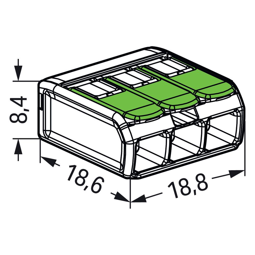 Wago Verbindungsklemme 221 221-423, 0,2-4mm2, Transparent/Grün... WAGO-221-423 4066966345438 (Abb. 15)