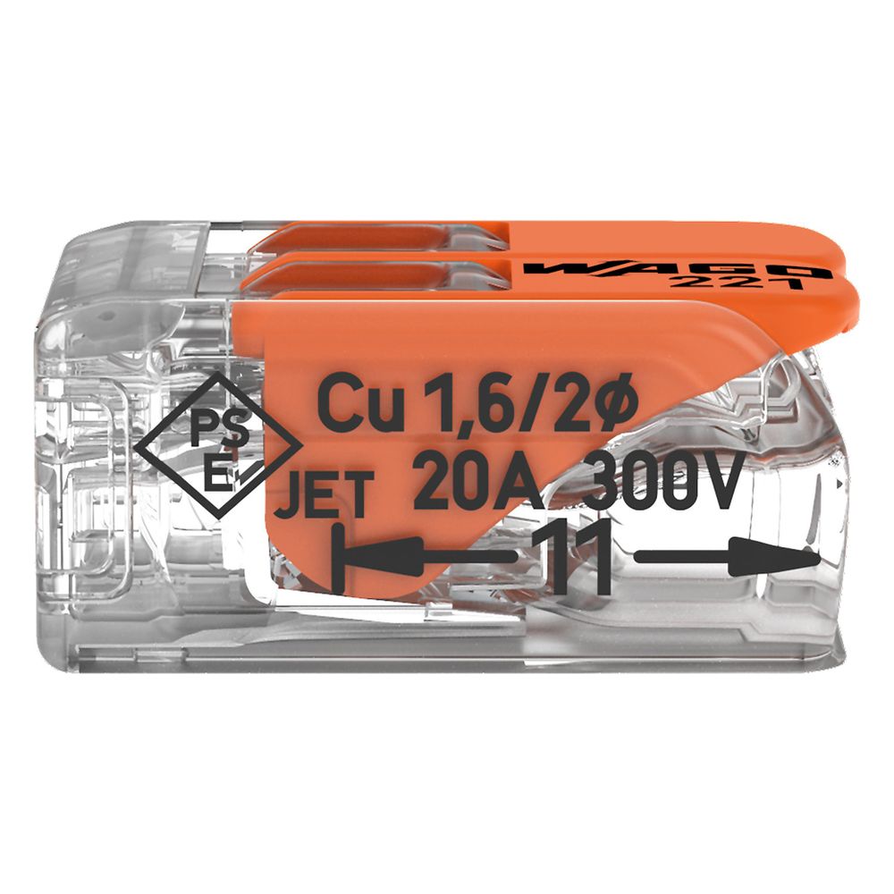Wago Verbindungsklemme 221 221-412, 0,14-4mm2, 2-Leiter, Transparent/Orange... WAGO-221-412 4050821808435 (Abb. 21)