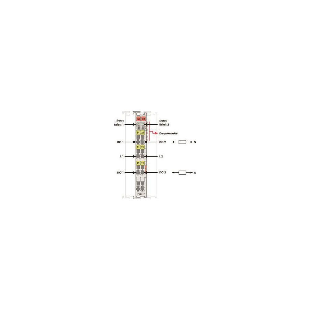 Wago 2-Kanal-Relaisausgang 750 750-517, AC 250 V 1A, Polycarbonat/Polyamid 6.6, lichtgrau... WAGO-750-517 4045454393519 (Abb. 3)