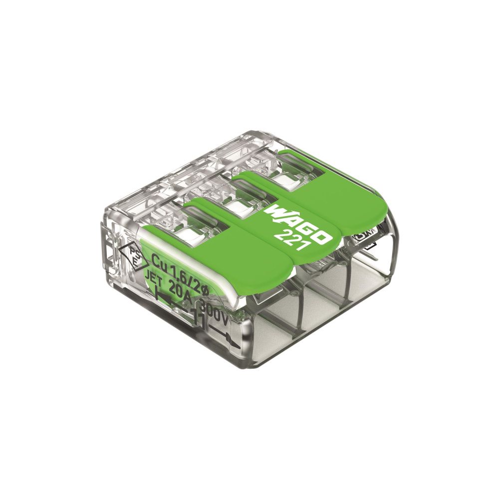 Wago Verbindungsklemme 221 221-423, 0,2-4mm2, Transparent/Grün... WAGO-221-423 4066966345438 (Abb. 3)