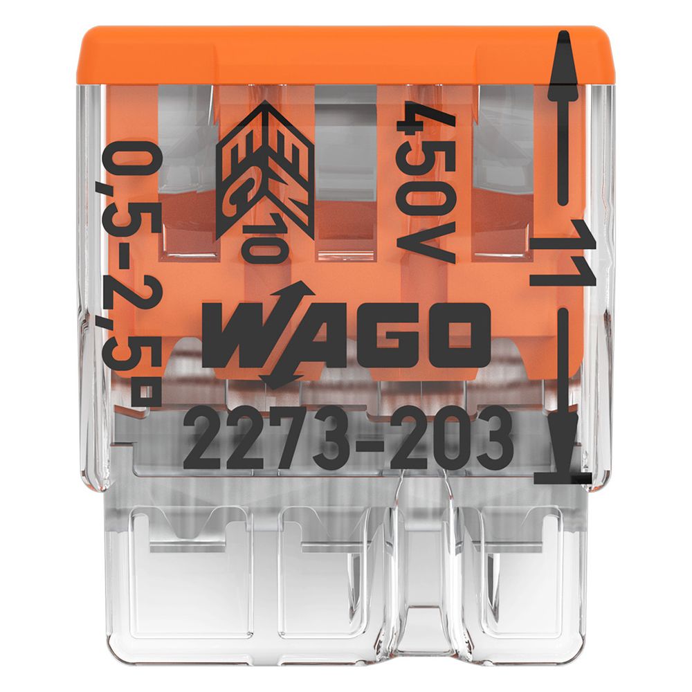 Wago COMPACT-Verbindungsdosenklemme 2273-203, 3-Leiter 0,5-2,5mm2, Polycarbonat, Transp... WAGO-2273-203 4050821027850 (Abb. 16)